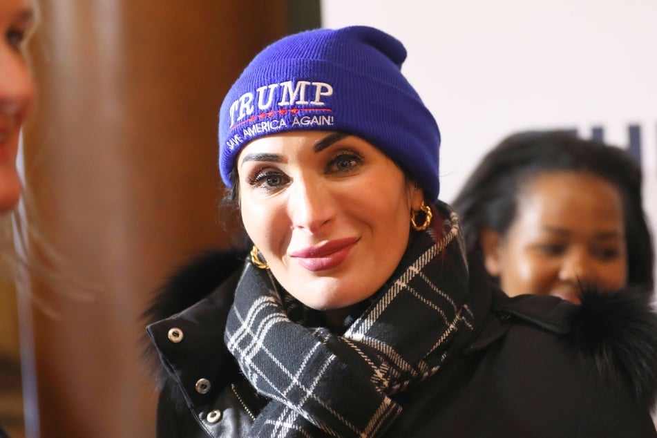 Laura Loomer during a rally opposing the carbon pipeline in Des Moines, Iowa on January 10, 2024.