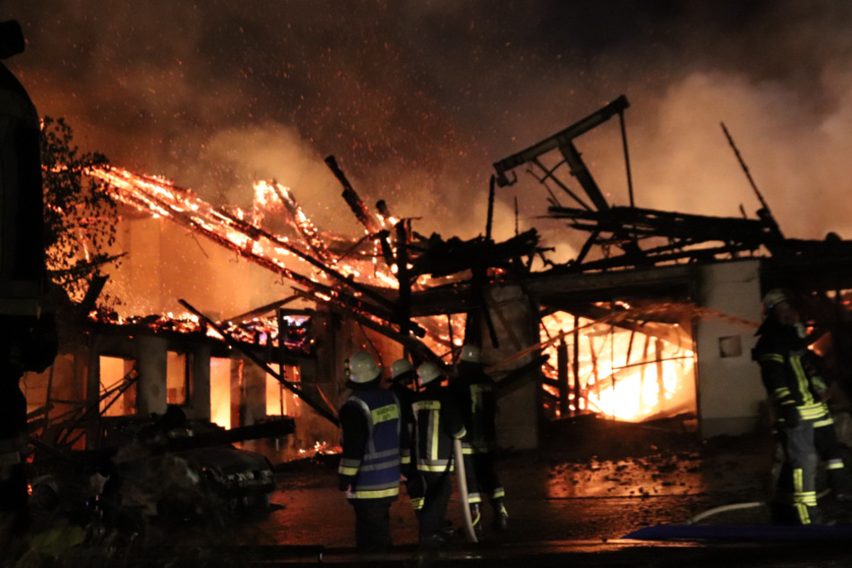 Die Lagerhalle brannte komplett nieder.