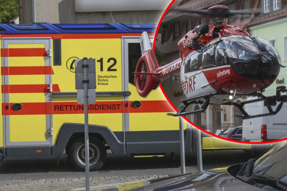 Kind (10) kracht mit Fahrrad in Auto: Rettungshubschrauber im Einsatz