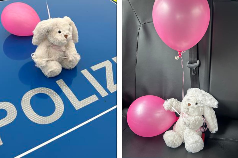 Der mit zwei rosafarbenen Ballons ausgestattete Plüsch-Osterhase sorgte kurzzeitig für Aufsehen auf der B9 bei Andernach.