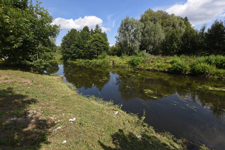 Der Fluss Nuthe fließt durch das Wohngebiet "Am Schlaatz" in Potsdam (Brandenburg), in dem der Leichnam gefunden wurde.