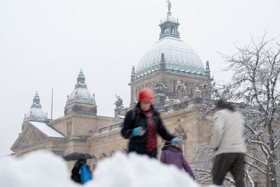 Leipzig im Schnee - schon am Wochenende soll es tauen.