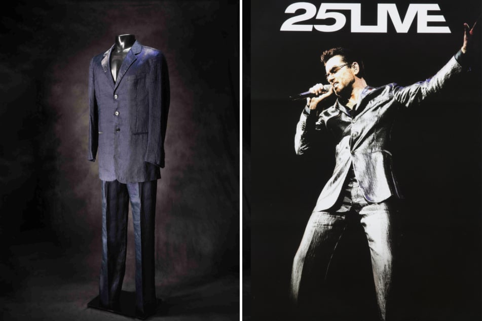 Der blau-metallische Anzug wurde von Giorgio Armani speziell für George Michaels "25 Live"-Welttournee angefertigt.