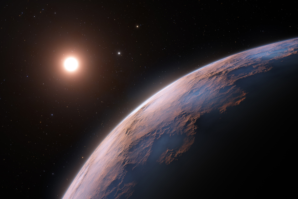 This handout image released by The European Southern Observatory (ESO) on February 10, 2022 shows an artist's impression of Proxima d, a planet recently discovered orbiting the red dwarf star Proxima Centauri, the closest star to the Solar System.