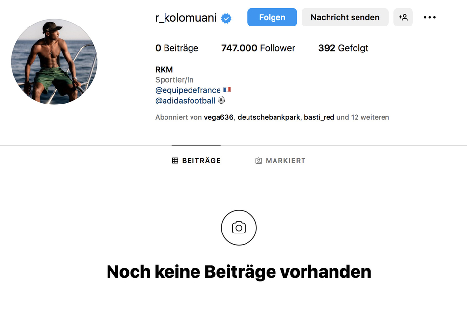 Gegen 23 Uhr am Freitagabend verschwanden sämtliche Posts von Kolo Muanis Instagram-Profil. Auch der gesamte Bezug zur Eintracht verschwand von dort.