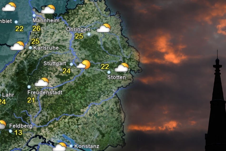 Unwetter bahnen sich an. (Fotomontage)