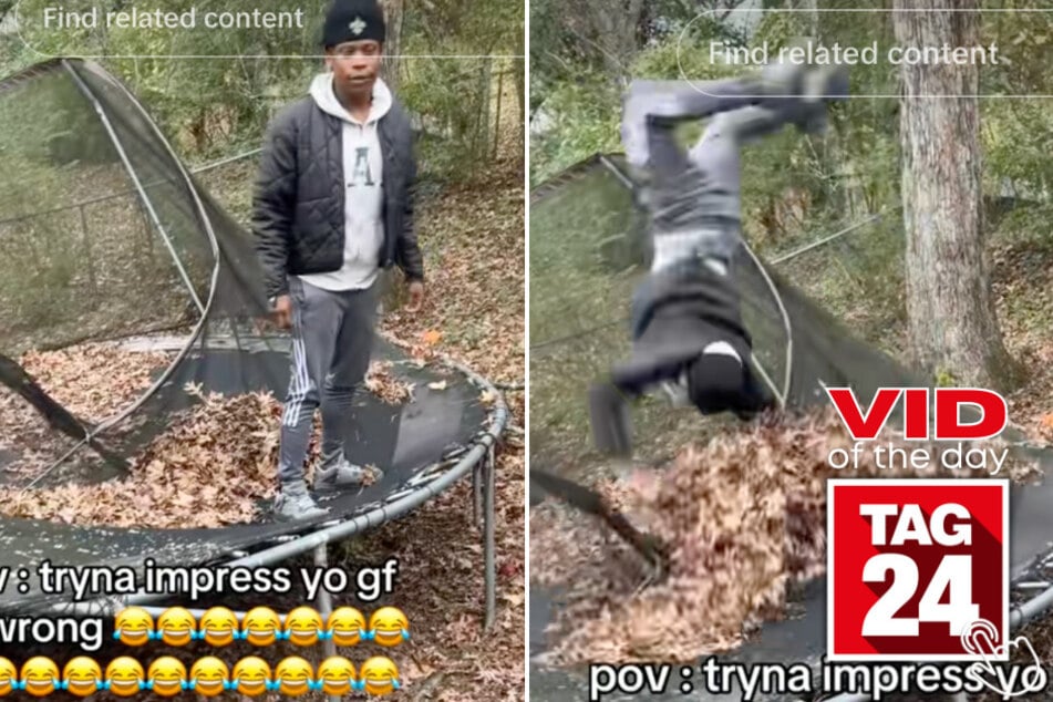 Today's Viral Video of the Day features a guy on TikTok who was caught trying to impressive his girlfriend with a trampoline trick - which ended up going horribly wrong!