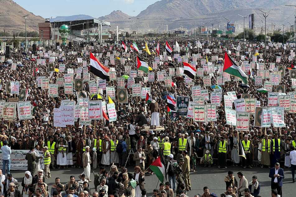 Thousands protested in Yemen on Monday in response to US airstrikes that killed at least 53 people.