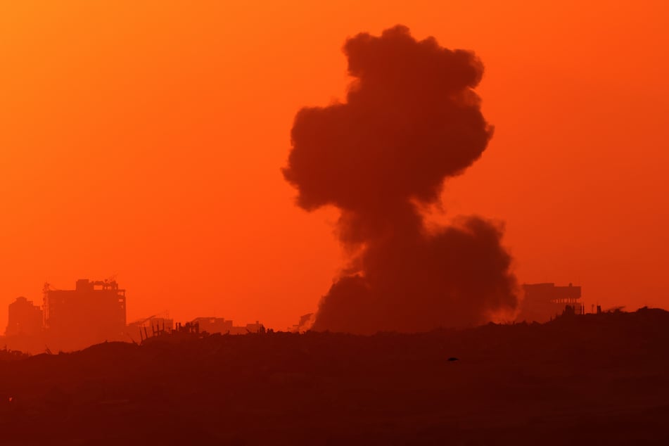 Smoke billows during an Israeli strike on the besieged Palestinian territory of Gaza.