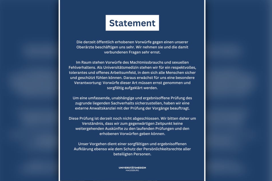 Die Unimedizin gab am Montag ein Statement ab.