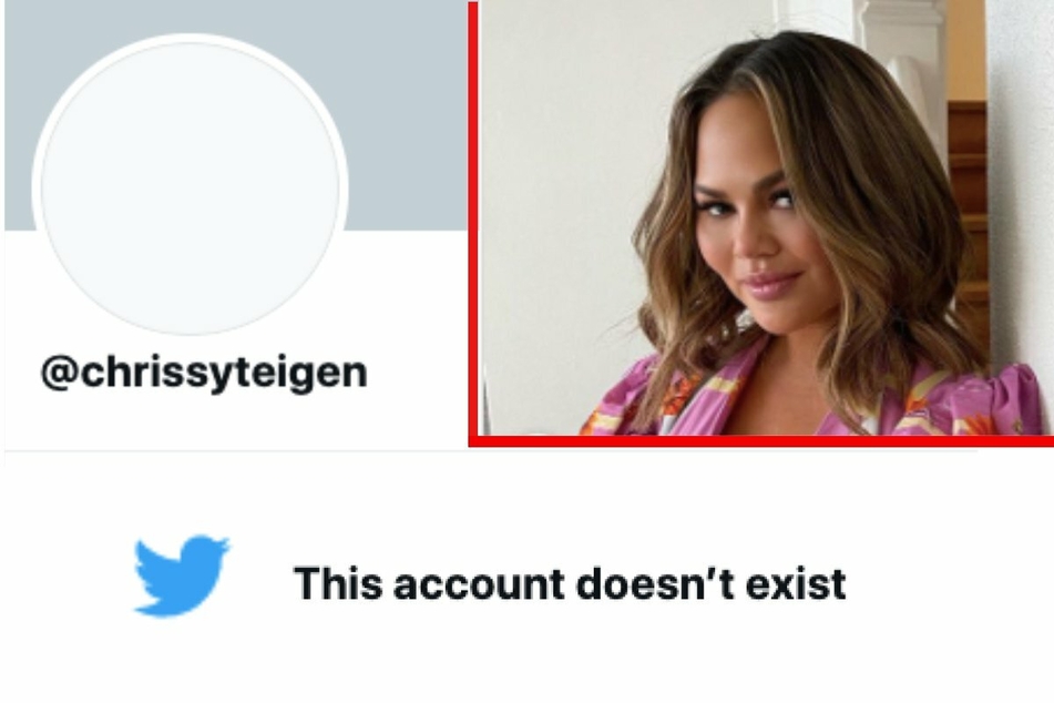 Chrissy's Twitter page came up empty after her account was deleted on Wednesday (collage).