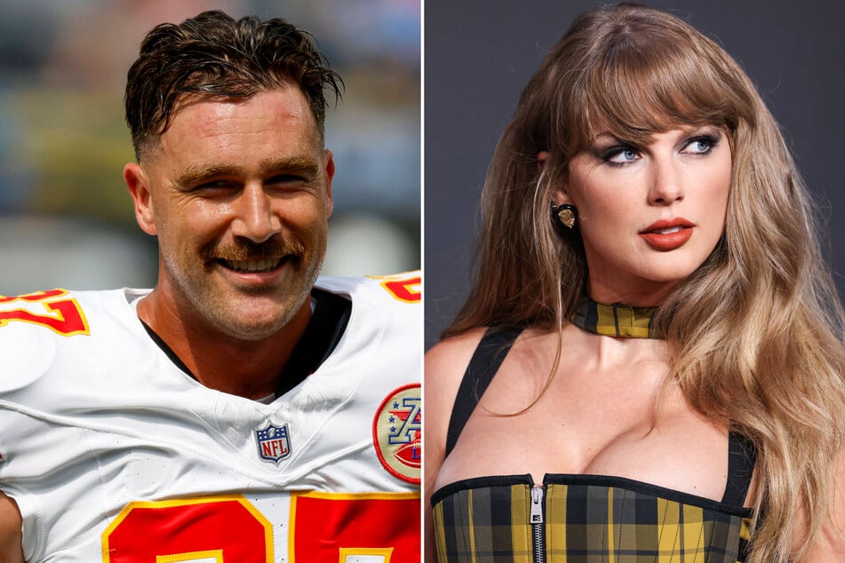 Travis Kelce (l.) has made his acting debut in Grotesquerie, and Taylor Swift fans have already sleuthed out the potential nods to his romance with the pop star!