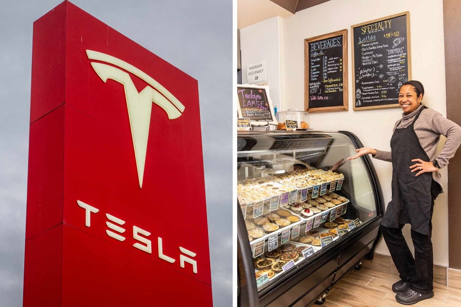 Small business owner Voahangy Rasetarinera (r.) said her California pie shop was significantly hurt when Elon Musk's giant e-car manufacturer Tesla first ordered thousands of pies and then later canceled the order.
