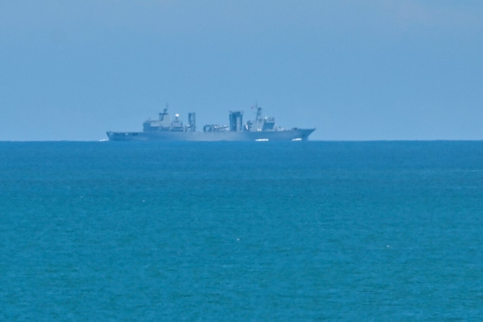 A Chinese military vessel sails off Pingtan Island, one of mainland China's closest point from Taiwan.