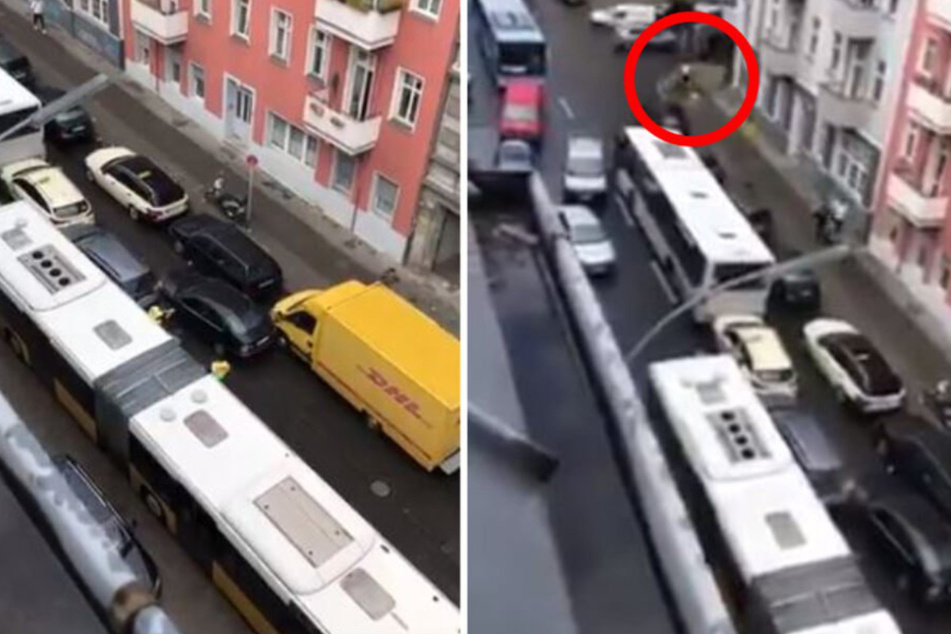 Der Fahrer (roter Kreis) flüchtete über die Silbersteinstraße, Polizisten nahmen die Verfolgung auf.