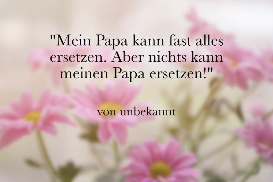 Ein Gruß zum Vatertag lautet: "Mein Papa kann fast alles ersetzen. Aber nichts kann meinen Papa ersetzen!"