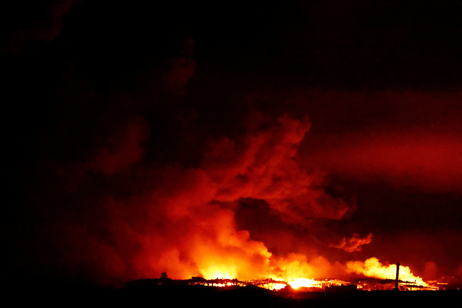 Fire burning over Gaza amid the ongoing Israel-Gaza war.