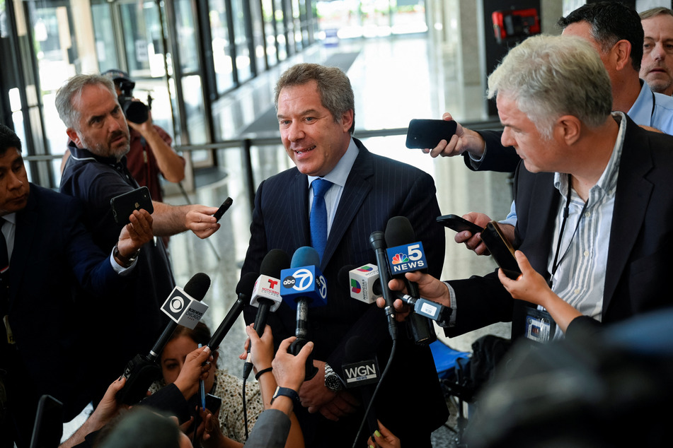 Jeffrey Lichtman, lawyer for El Chapo's son, Joaquin Guzman Lopez, speaks to members of the press in Chicago, Illinois.