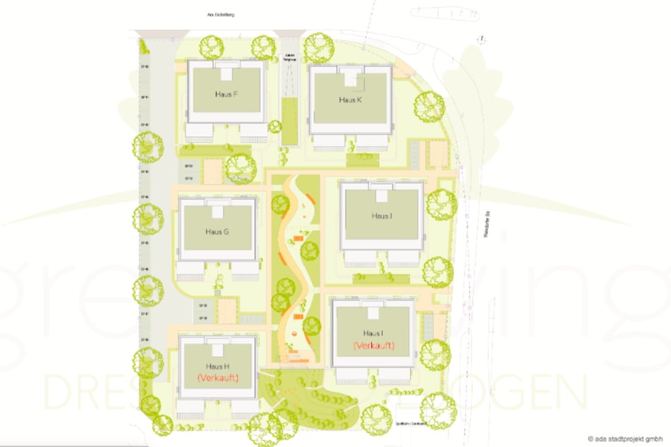 Das Wohnumfeld überzeugt mit viel Grünfläche. Zusätzlich entsteht in direkter Nachbarschaft ein Kindergarten.