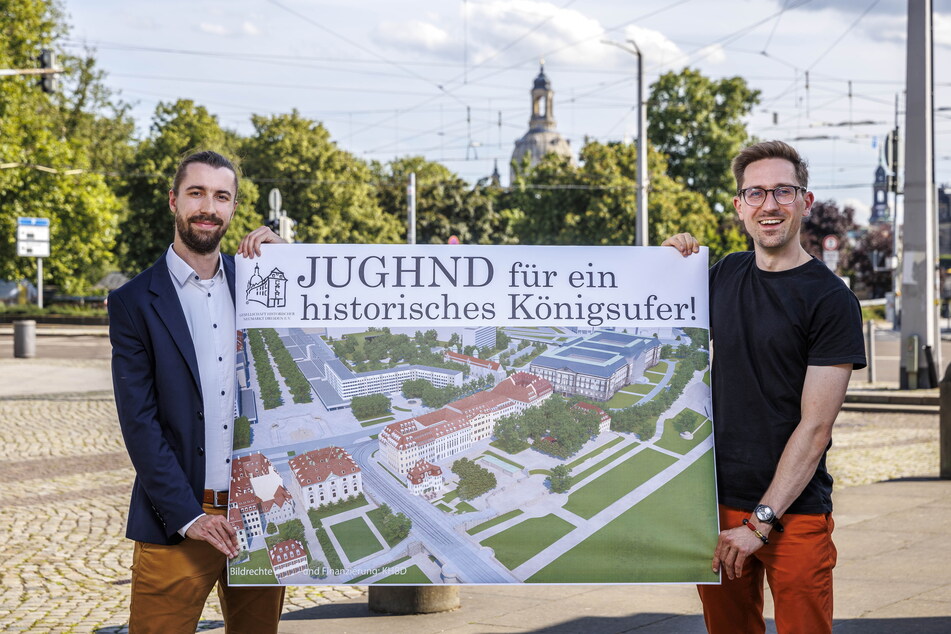Die "JUGHND"-Mitglieder Leon Furkert (26, l.) und Bertrand Zunker (32) wollen dem Königsufer wieder zu altem Glanz verhelfen.