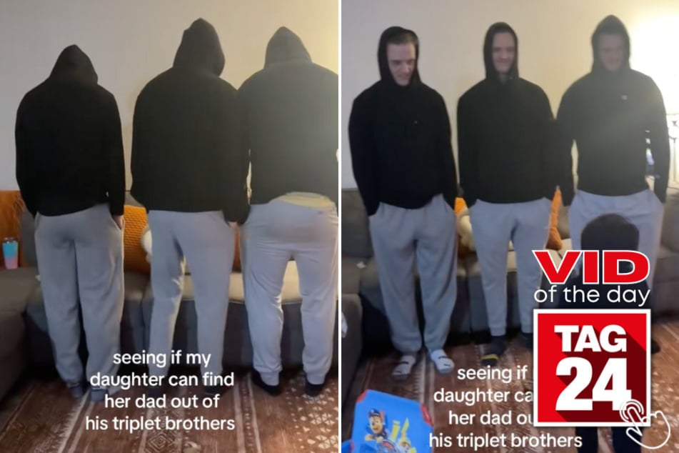 Today's Viral Video of the Day features a girl who instantly identified her father among his identical triplet brothers in a challenge set up by her mom.