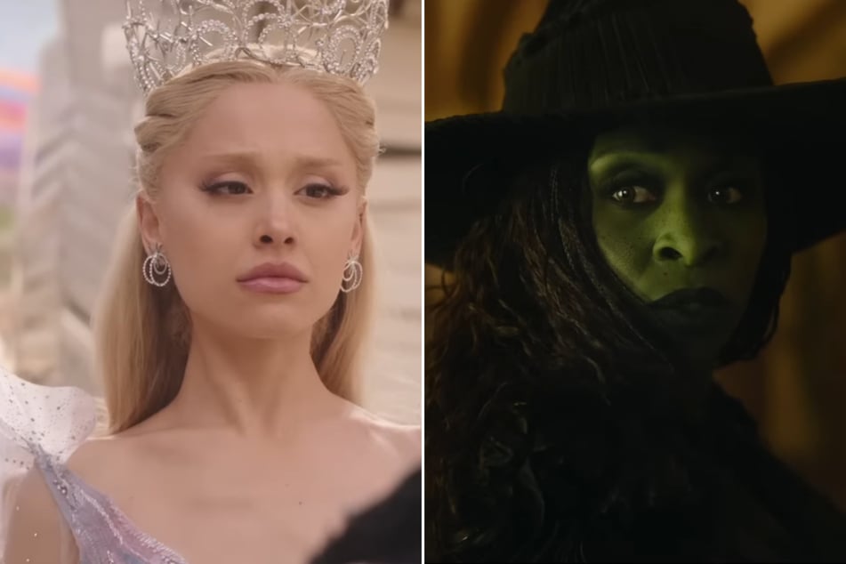 Ariana Grande (l.) and Cynthia Erivo face off as Glinda and Elphaba, respectively, in the dramatic final trailer for Wicked: For Good.