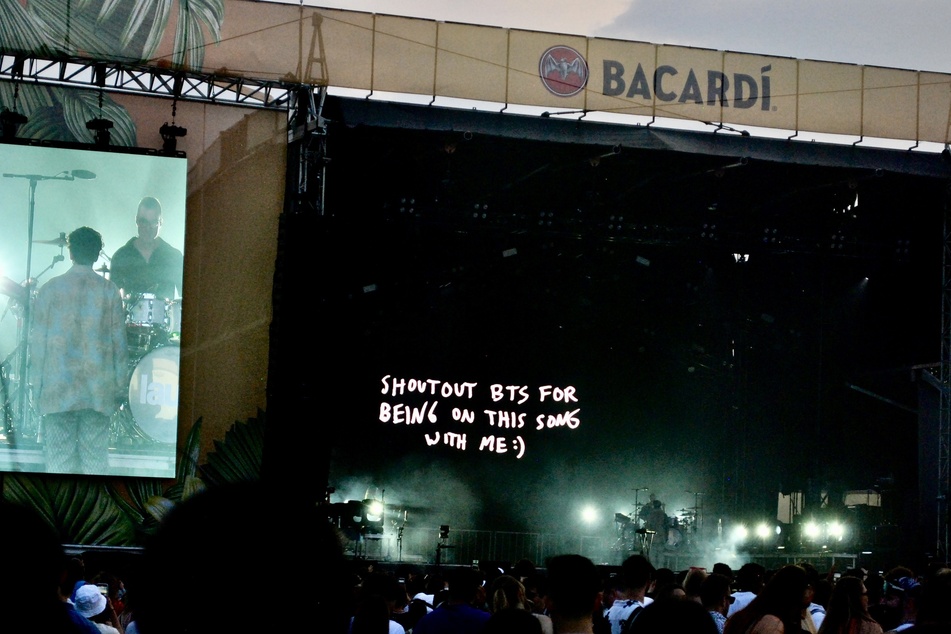 Lauv shows love to BTS during his set at Governors Ball Music Festival on Saturday, June 10, 2023.