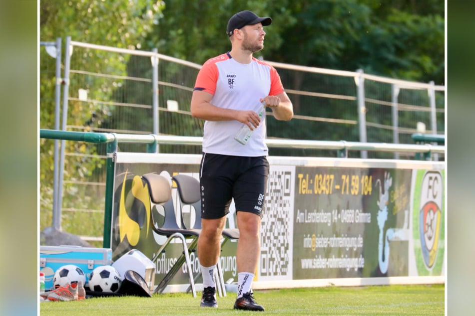 Benjamin Förster (36) fungiert aktuell als spielender Co-Trainer beim FC Grimma. Kommt er gegen Chemnitz als Stürmer zum Einsatz?