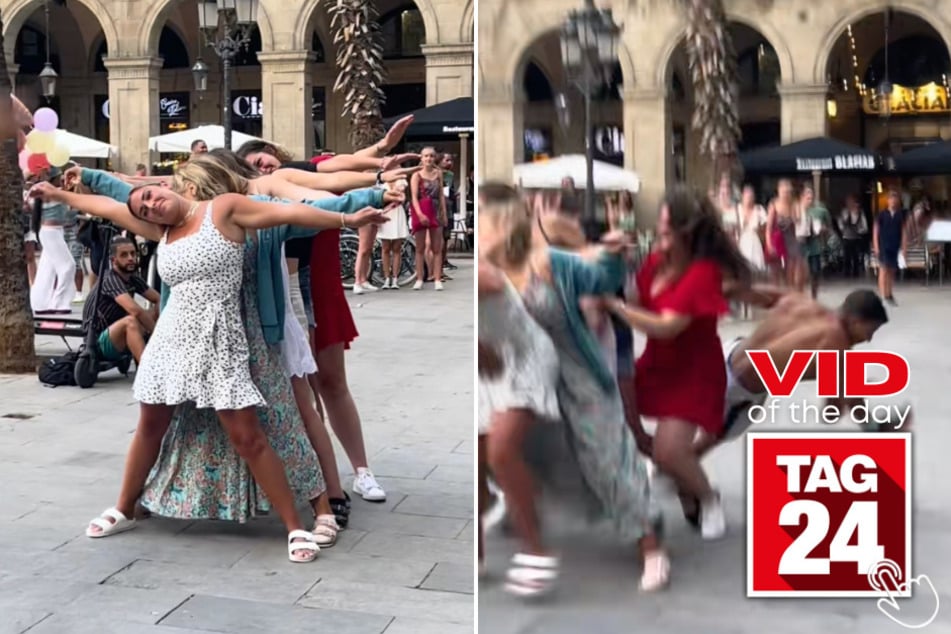 The street stunt in Barcelona went from wow to ow in seconds!