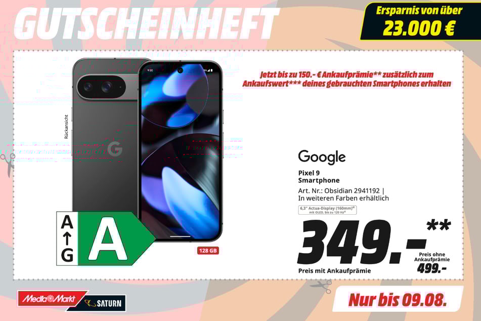 Google Pixel 9 für 349 Euro (Ankaufspreis bereits eingerechnet).