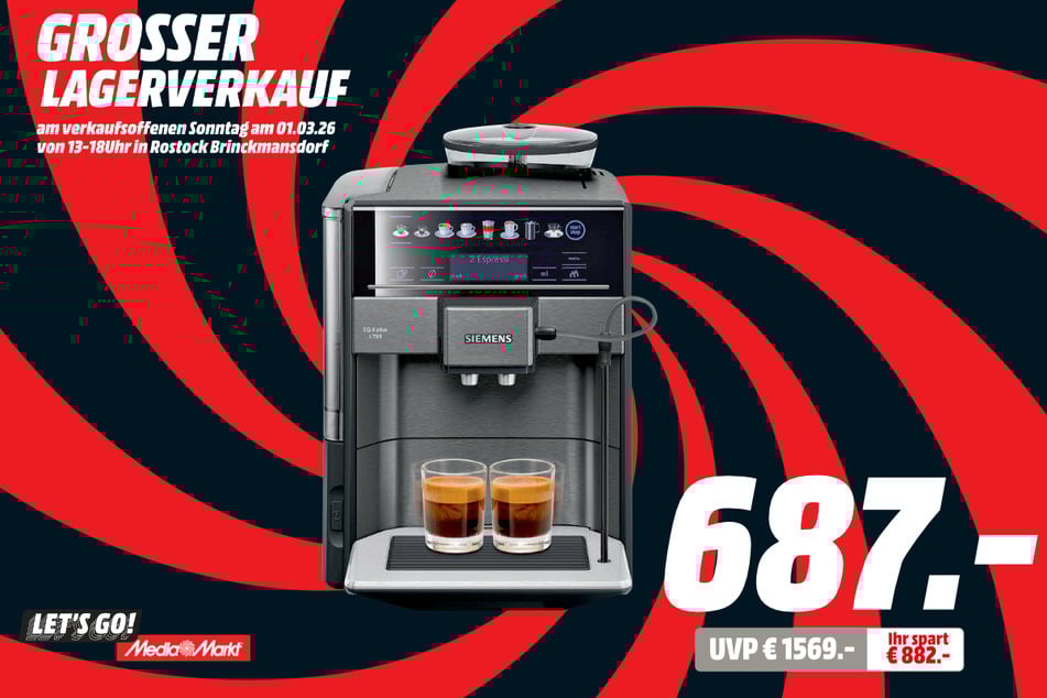 Siemens-Kaffeevollautomat TE657509DE EQ6 plus s700 für 687 statt 1.569 Euro.