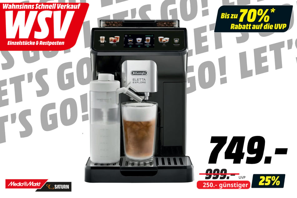 DeLonghi-Kaffeevollautomat für 749 statt 999 Euro.