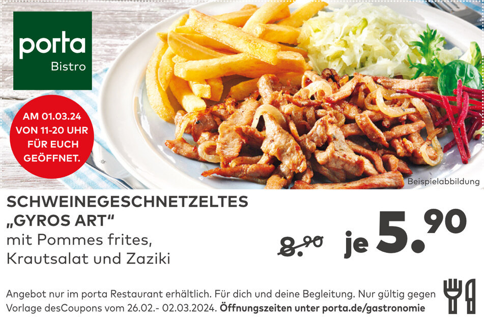 Hier klicken und Bistro-Coupon sichern.