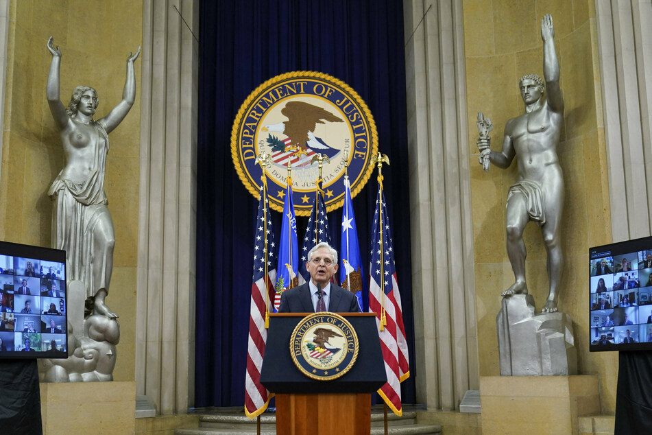 Attorney General Merrick Garland speaking at the Department of Justice on Wednesday.