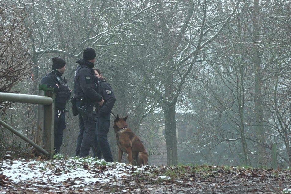 Auch Diensthunde wurden eingesetzt, um den Waldsee abzusuchen.