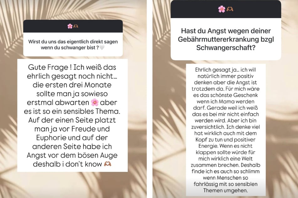 Zwei Fragen zum Thema Schwangerschaft beantwortete die 29-Jährige ausführlich und sehr persönlich.
