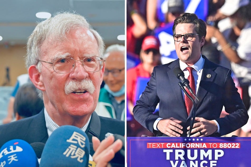 Former national security adviser John Bolton (l.) heavily criticized President-elect Donald Trump for choosing Florida Rep. Matt Gaetz (r.) to be US Attorney General.