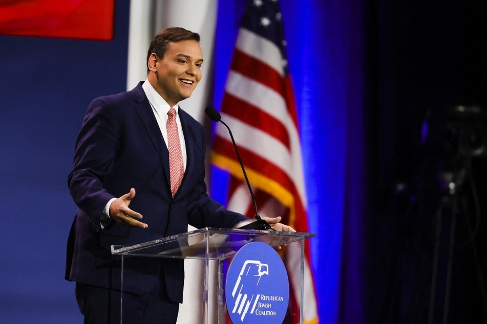 Representative-elect George Santos speaks at the Republican Jewish Coalition Annual Leadership Meeting in Las Vegas, Nevada.