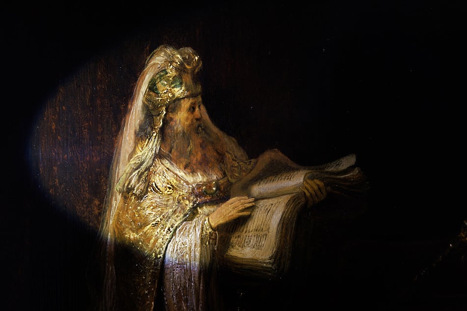 In der dargestellten Szene bekommt der Hochpriester Zacharias gerade vom Erzengel Gabriel die Nachricht überbracht, dass er einen Sohn bekommen wird – Johannes den Täufer.