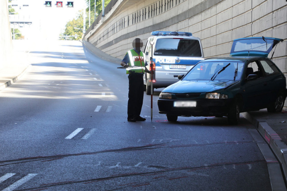 Unfall an der Waldschlösschenbrücke: Auto kracht im Tunnel gegen Betonwand