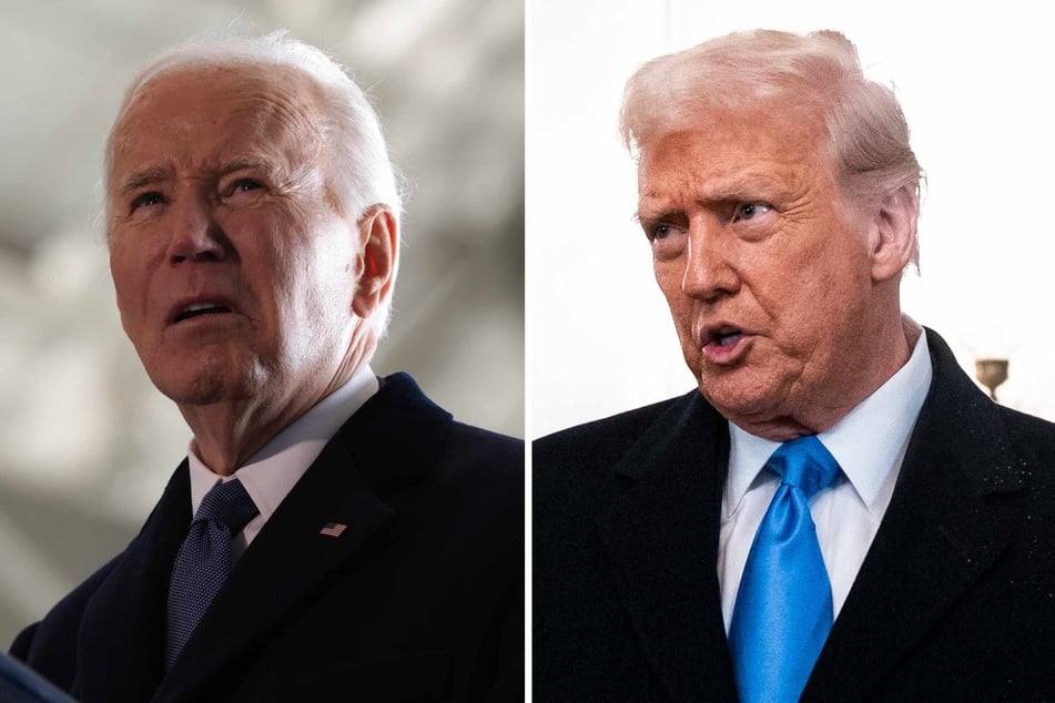 President Donald Trump (r.) on Wednesday blamed his predecessor Joe Biden (l.) for last month's unexpected acceleration in consumer inflation.