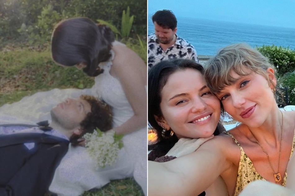 Taylor Swift (r.) reportedly moved guests to tears at Selena Gomez's wedding to Benny Blanco (l.) with her "heartfelt" speech.