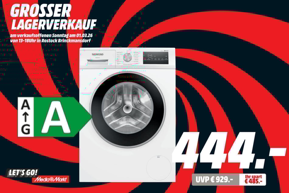 Siemens-Waschmaschine WM14NKECO5 iQ300 für 444 statt 929 Euro.