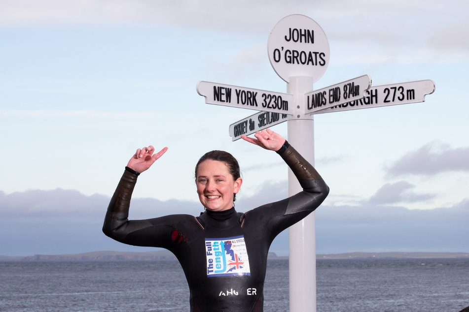 Jasmine Harrison (23) schwamm die gesamte Westküste Großbritanniens von Cornwall bis an die Nordostspitze Schottlands entlang.