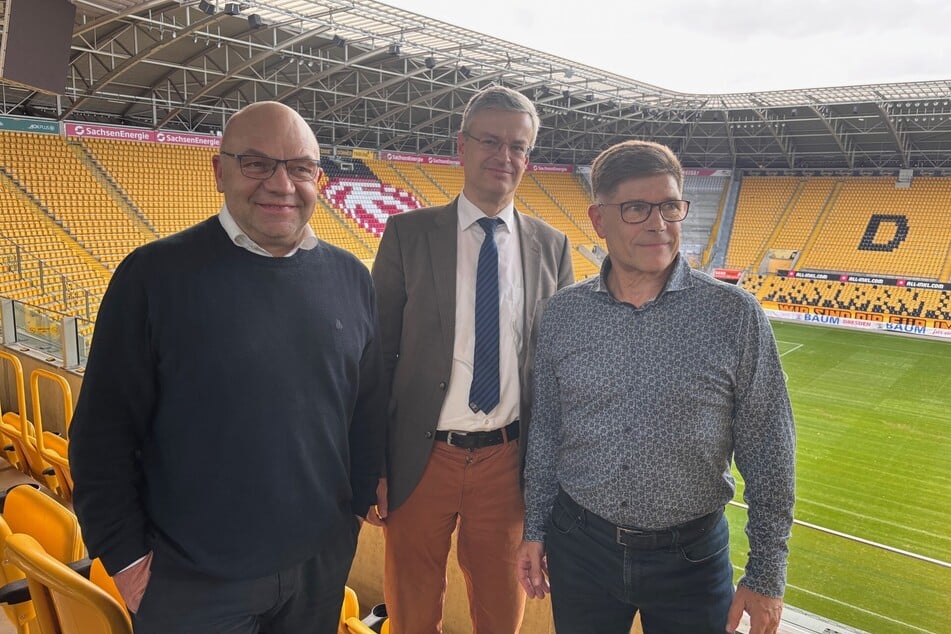 Der Vorstand des Wirtschaftsrats Dynamo e.V.: Vorsitzender ist Dr. Michael Bürger (M.), seine Stellvertreter Ronny Erfurt (l.) und Christian Lattermann.