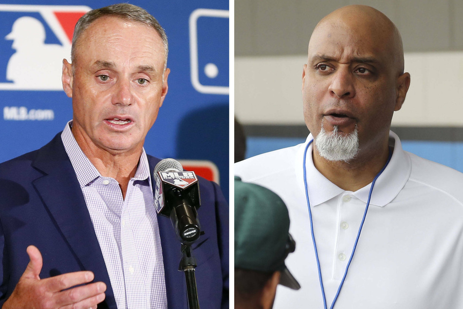 Major League Baseball commissioner Rob Manfred (l.) and Tony Clark, executive director of the MLB Players Association, were each the faces of their respective parties during the lockout.