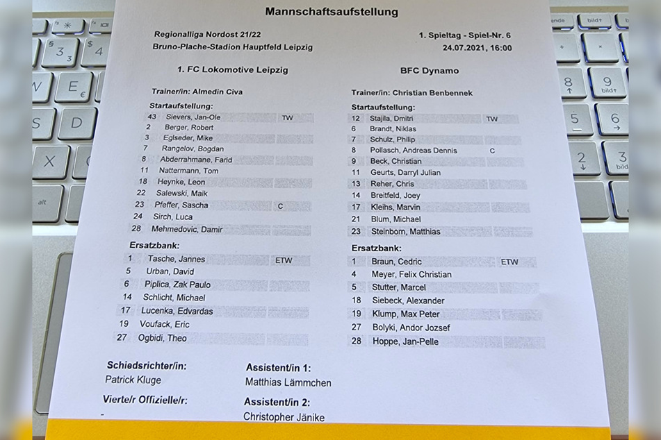 Die Aufstellungen am 1. Spieltag.