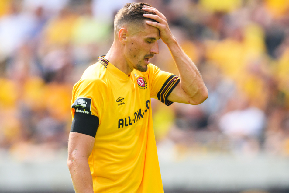 Stefan Kutschke enttäuscht: Dynamo Dresden verlor das Heimspiel gegen den TSV 1860 München trotz Aufholjagd knapp.