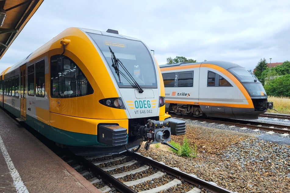 Mehrere ODEG-GTW (l.) werden ab Montag die Flotte der "trilex"-Desiros (r.) verstärken.