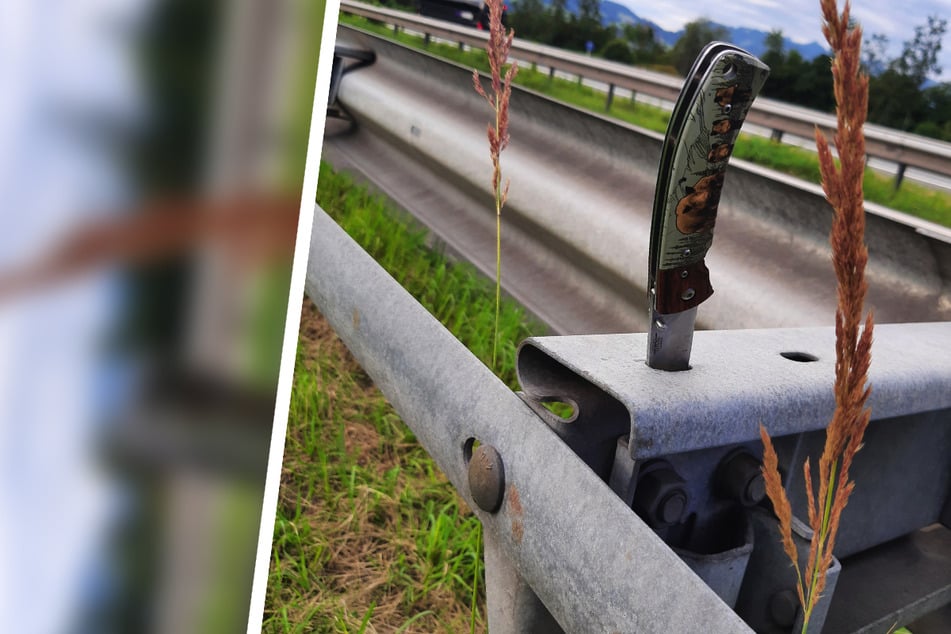 Mit diesem Messer lief der Mann (58) an der Autobahn entlang.